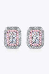 1 Carat Moissanite and Zircon Contrast Geometric Stud Earrings - Trendsi - Flyclothing LLC