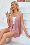 Eyelet Open Front Sleeveless Cardigan - Trendsi - Flyclothing LLC