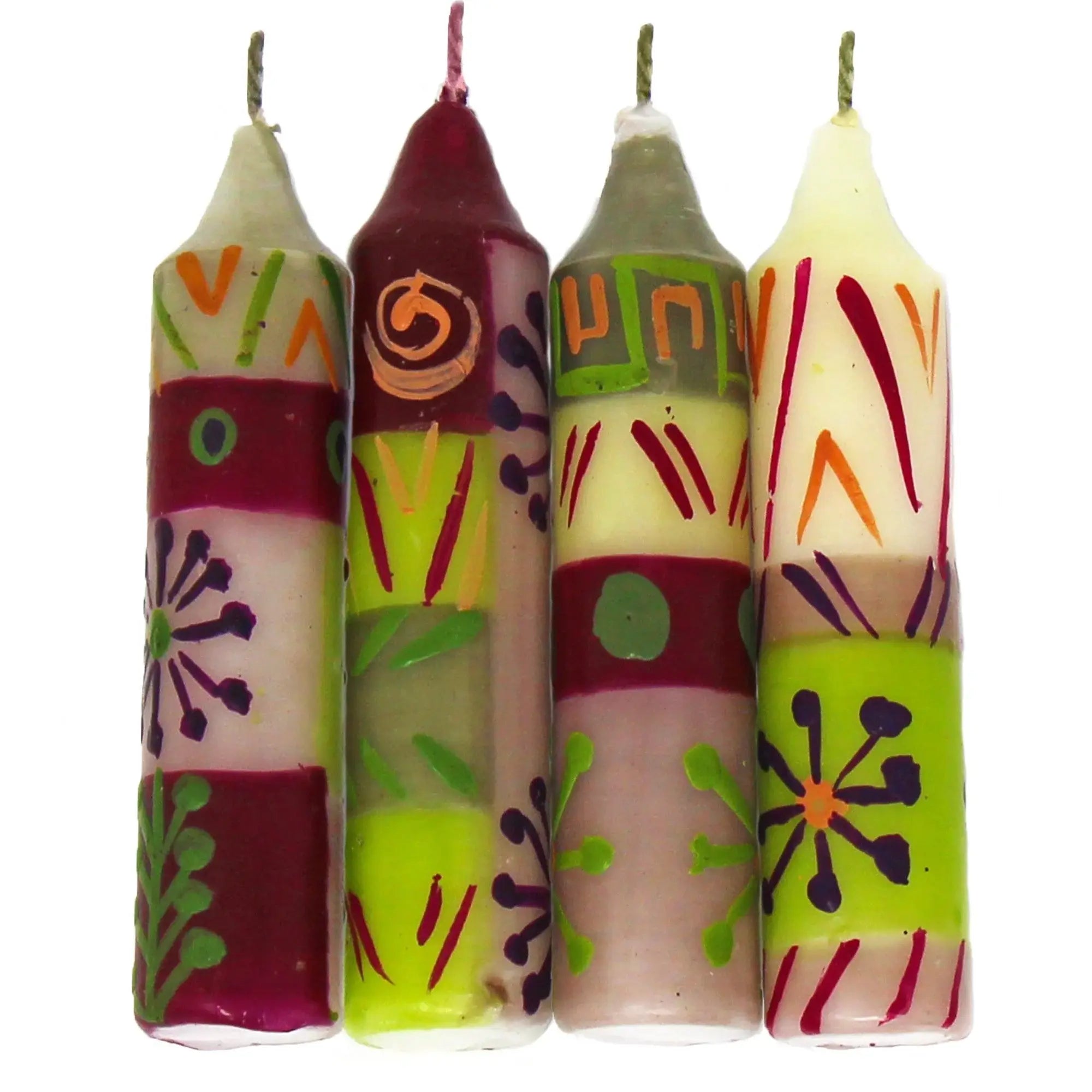 Hand-Painted 4" Dinner or Shabbat Candles, Set of 4 (Kileo Design) - Nobunto - Flyclothing LLC