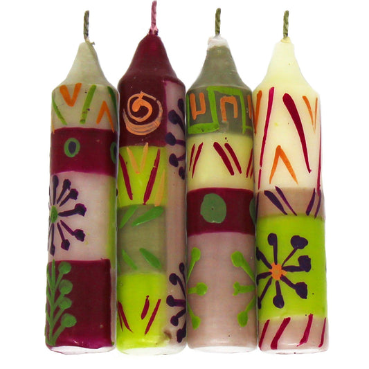 Hand-Painted 4" Dinner or Shabbat Candles, Set of 4 (Kileo Design) - Flyclothing LLC
