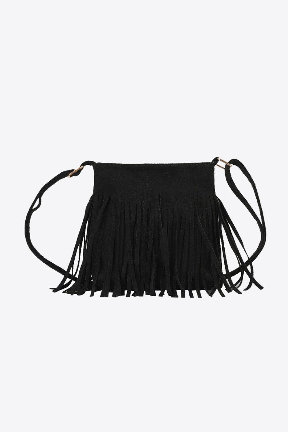 PU Leather Crossbody Bag with Fringe - Trendsi