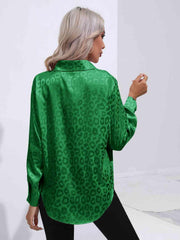 Printed Collared Neck Buttoned Shirt - Trendsi