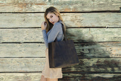 Kiko Leather Raw Edge Tote - Kiko