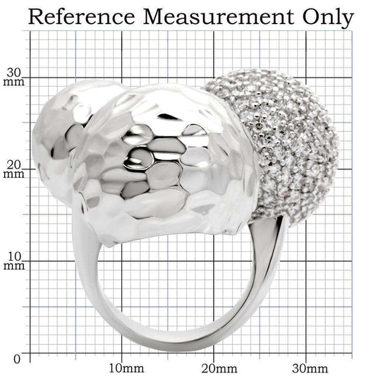 Alamode Rhodium Brass Ring with AAA Grade CZ in Clear - Alamode - Flyclothing LLC