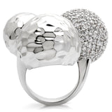 Alamode Rhodium Brass Ring with AAA Grade CZ in Clear - Alamode