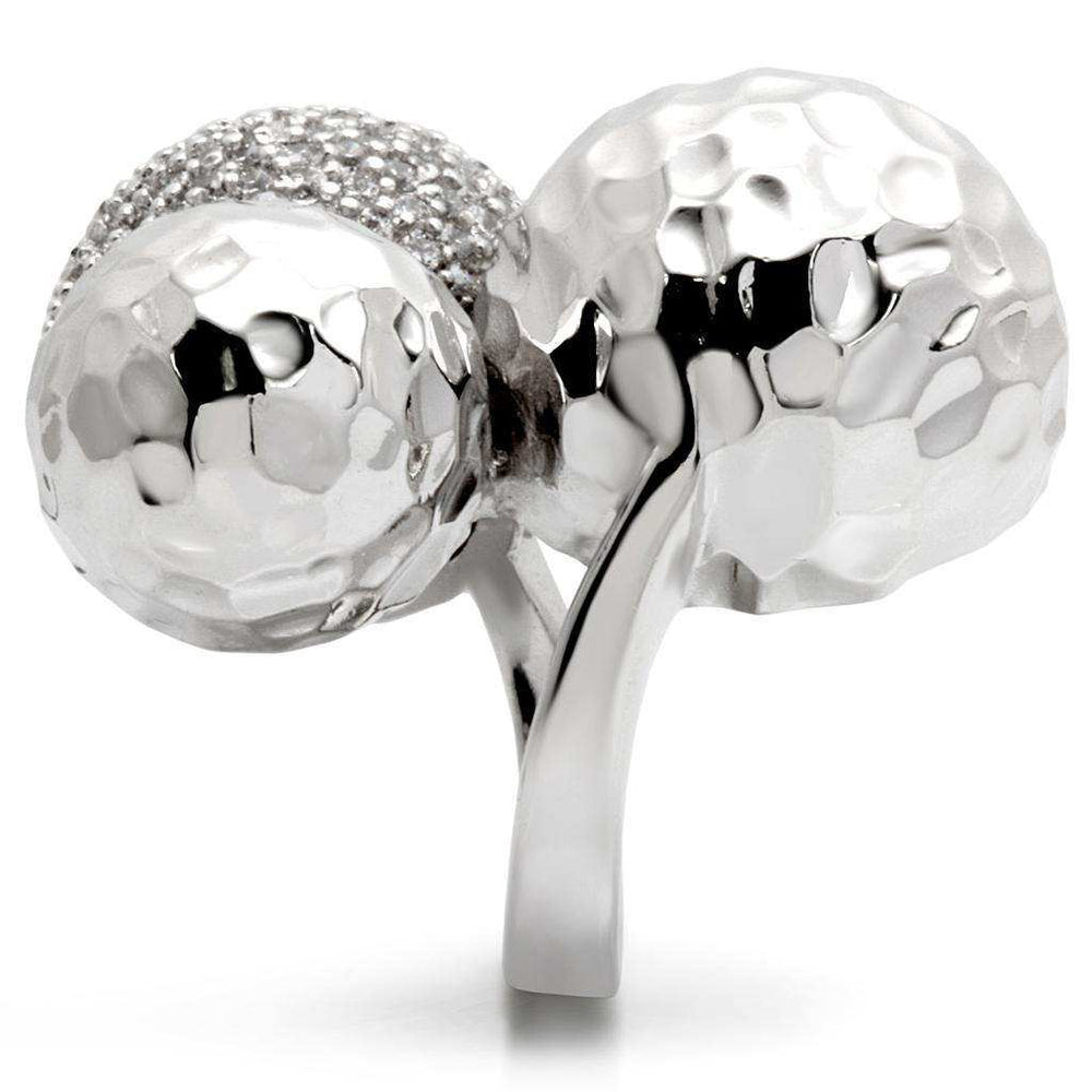 Alamode Rhodium Brass Ring with AAA Grade CZ in Clear - Alamode - Flyclothing LLC