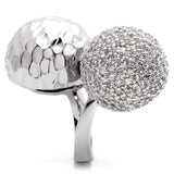 Alamode Rhodium Brass Ring with AAA Grade CZ in Clear - Alamode - Flyclothing LLC