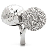 Alamode Rhodium Brass Ring with AAA Grade CZ in Clear - Alamode - Flyclothing LLC