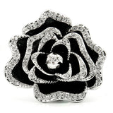 Alamode Rhodium Brass Ring with Top Grade Crystal in Clear - Alamode