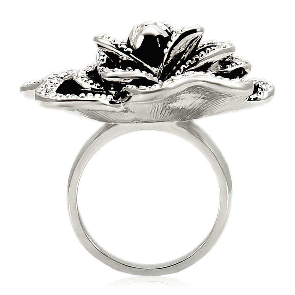 Alamode Rhodium Brass Ring with Top Grade Crystal in Clear - Alamode - Flyclothing LLC