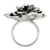 Alamode Rhodium Brass Ring with Top Grade Crystal in Clear - Alamode
