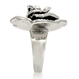 Alamode Rhodium Brass Ring with Top Grade Crystal in Clear - Alamode - Flyclothing LLC