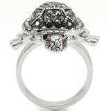 Alamode Rhodium Brass Ring with Top Grade Crystal in Multi Color - Alamode - Flyclothing LLC