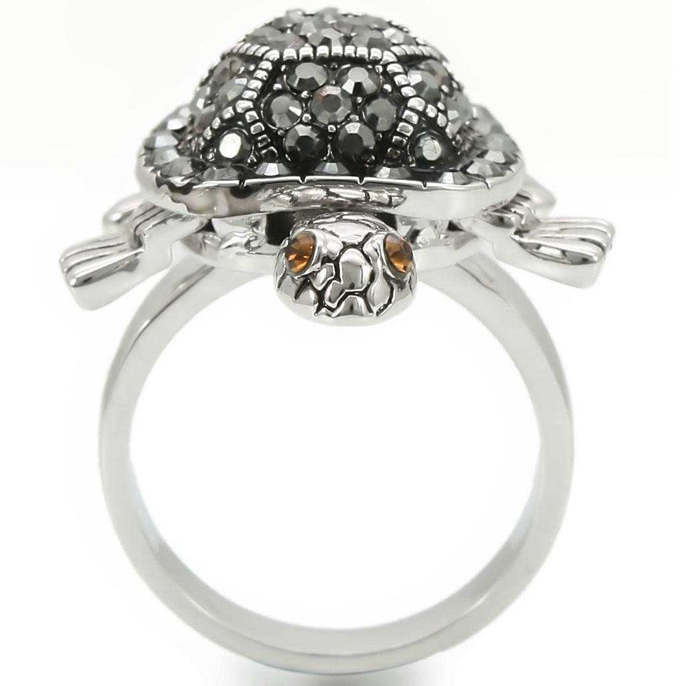Alamode Rhodium Brass Ring with Top Grade Crystal in Multi Color - Alamode - Flyclothing LLC