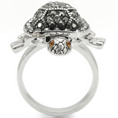 Alamode Rhodium Brass Ring with Top Grade Crystal in Multi Color - Flyclothing LLC
