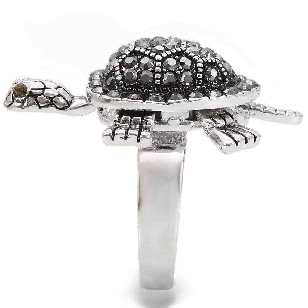 Alamode Rhodium Brass Ring with Top Grade Crystal in Multi Color - Alamode - Flyclothing LLC