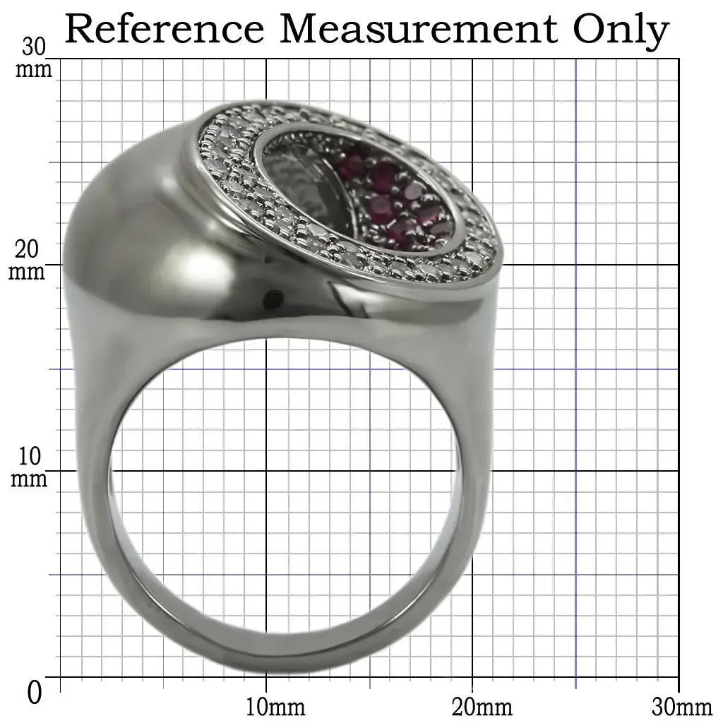 Alamode Ruthenium Brass Ring with Synthetic Garnet in Ruby - Alamode - Flyclothing LLC