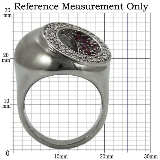 Alamode Ruthenium Brass Ring with Synthetic Garnet in Ruby - Alamode - Flyclothing LLC