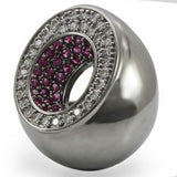 Alamode Ruthenium Brass Ring with Synthetic Garnet in Ruby - Alamode - Flyclothing LLC
