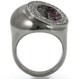 Alamode Ruthenium Brass Ring with Synthetic Garnet in Ruby - Alamode