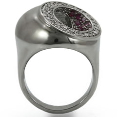 Alamode Ruthenium Brass Ring with Synthetic Garnet in Ruby - Flyclothing LLC