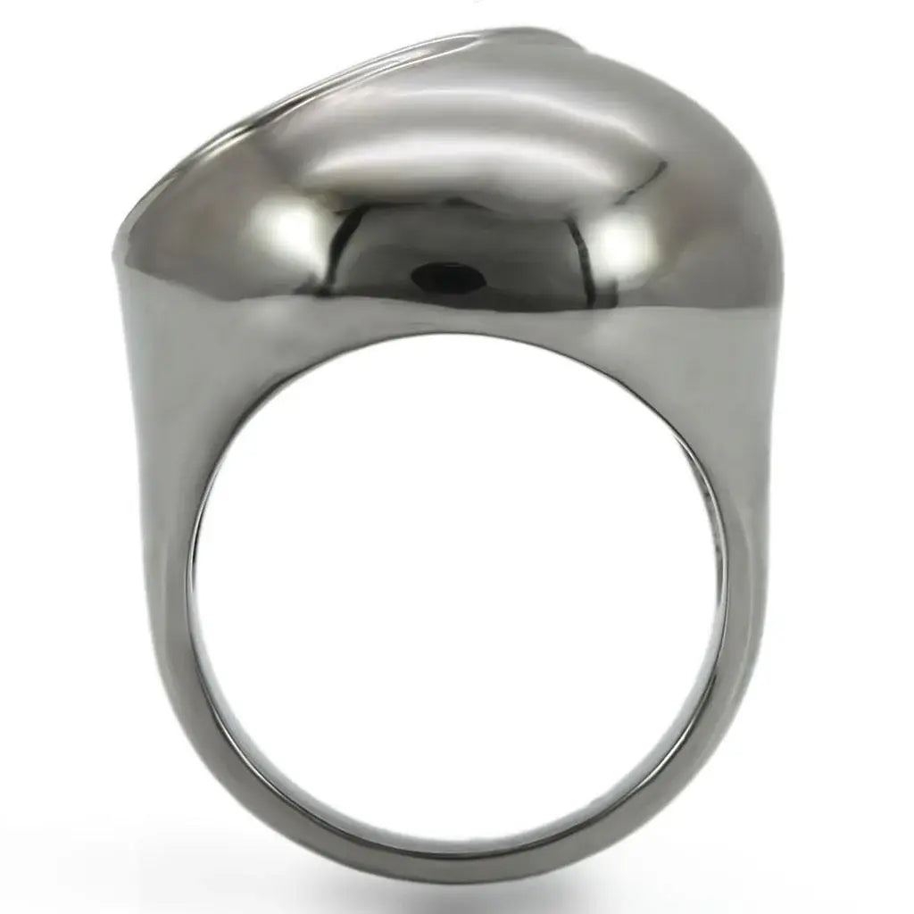 Alamode Ruthenium Brass Ring with Synthetic Garnet in Ruby - Alamode - Flyclothing LLC
