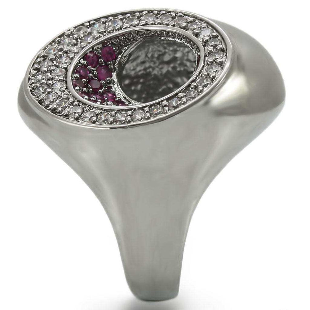 Alamode Ruthenium Brass Ring with Synthetic Garnet in Ruby - Alamode - Flyclothing LLC