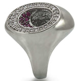 Alamode Ruthenium Brass Ring with Synthetic Garnet in Ruby - Alamode - Flyclothing LLC
