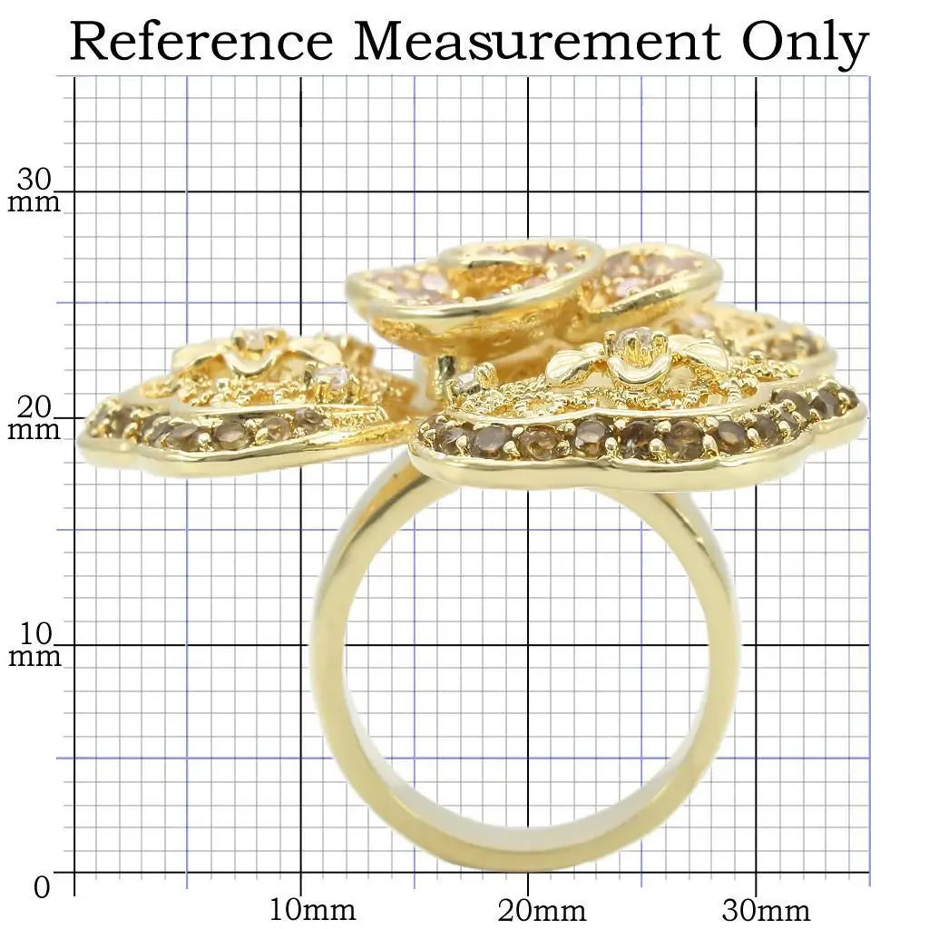 Alamode Gold Brass Ring with AAA Grade CZ in Multi Color - Alamode - Flyclothing LLC