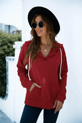 Quarter Snap Drawstring Hoodie with Kangaroo Pocket - Trendsi - Flyclothing LLC
