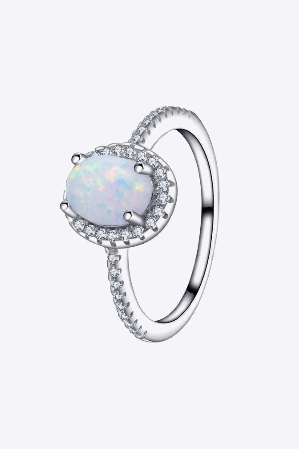Opal 925 Sterling Silver Halo Ring - Trendsi - Flyclothing LLC
