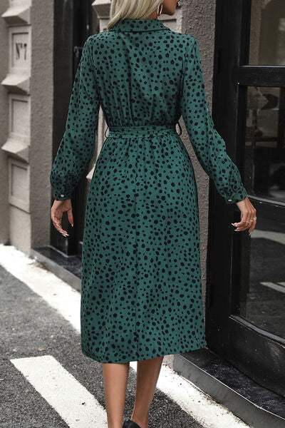 Polka Dot Tied Button Up Dress - Trendsi - Flyclothing LLC