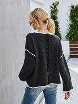 Boat Neck Dropped Shoulder Sweater - Trendsi - Flyclothing LLC