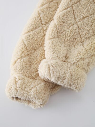 Fuzzy Pocketed Zip Up Jacket - Trendsi