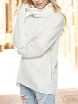 Turtleneck Drop Shoulder Long Sleeve Sweater - Trendsi - Flyclothing LLC