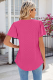 Eyelet Square Neck Flutter Sleeve Blouse - Trendsi