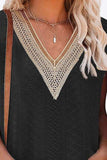 Eyelet Contrast V-Neck Tee - Trendsi - Flyclothing LLC