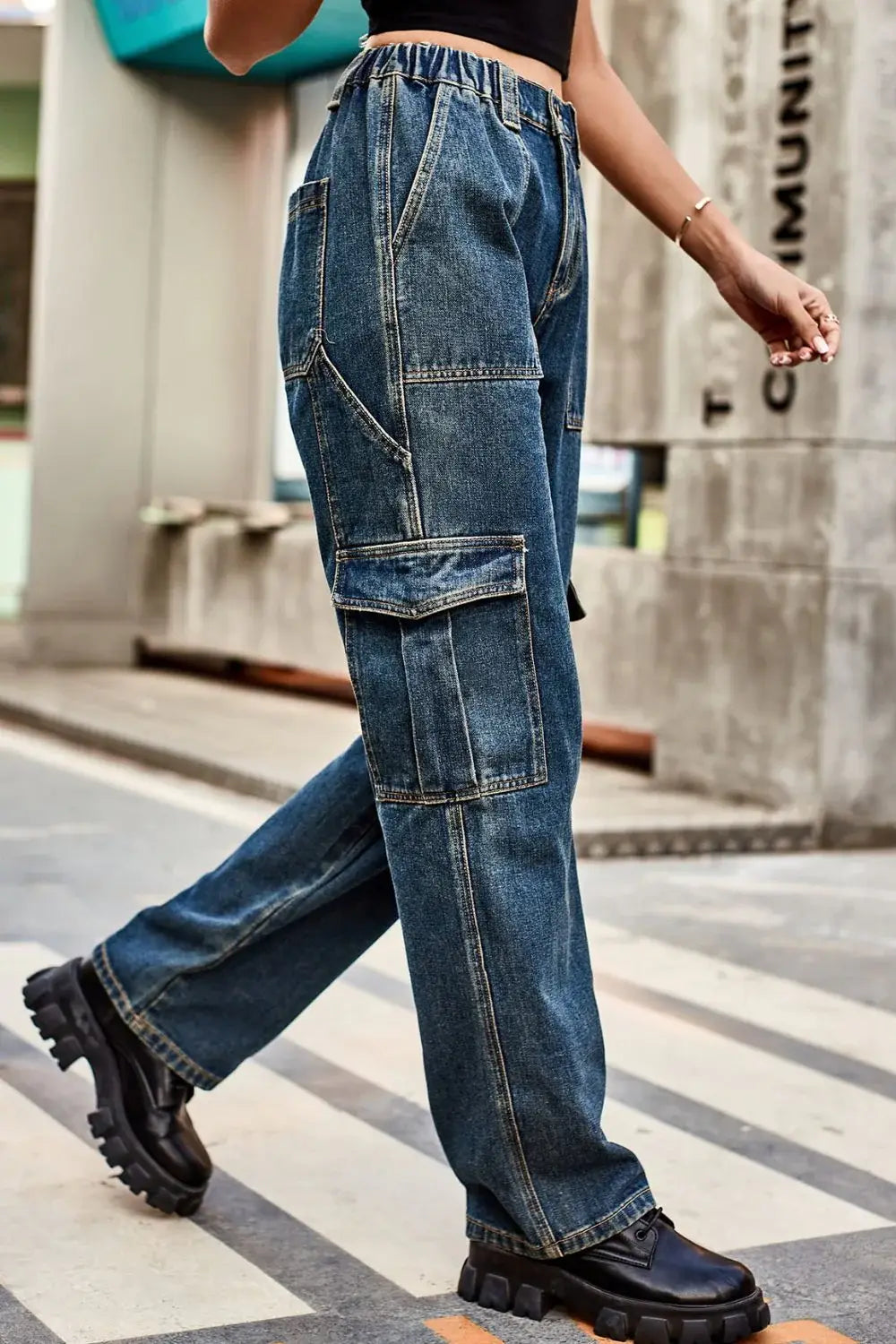 Loose Fit Long Pants with Pockets - Trendsi - Flyclothing LLC