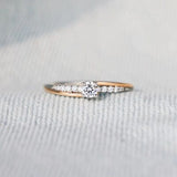 Inlaid Zircon Bicolor Rose Gold-Plated Ring - Trendsi