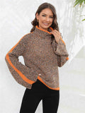 Heathered Turtleneck Long Sleeve Sweater - Trendsi - Flyclothing LLC