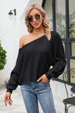 Boat Neck Horizontal Ribbing Dolman Sleeve Sweater - Trendsi - Flyclothing LLC