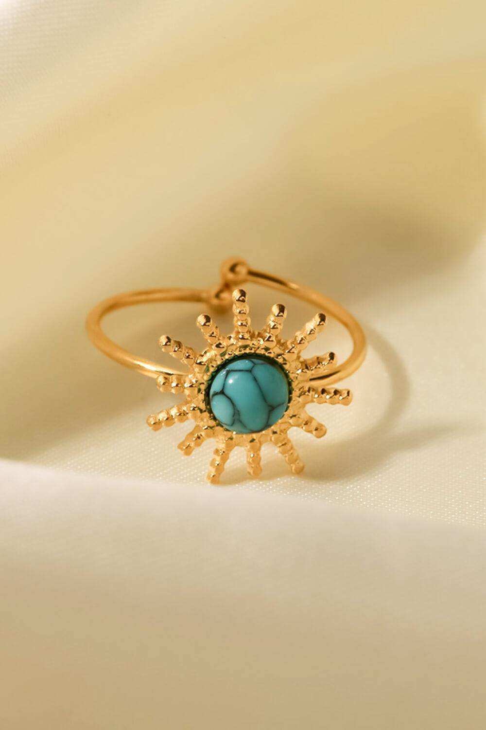 Natural Stone Sun Shape Open Ring - Trendsi - Flyclothing LLC