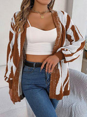Open Front Animal Print Cardigan - Trendsi