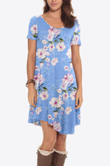 Floral Round Neck Short Sleeve Dress - Trendsi