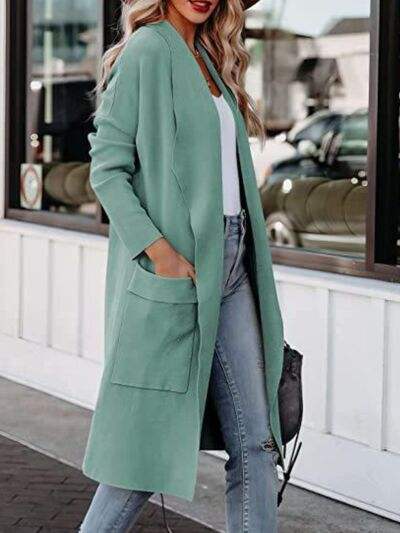 Open Front Dropped Shoulder Outerwear - Trendsi - Flyclothing LLC