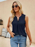 Eyelet Notched Tank - Trendsi - Flyclothing LLC