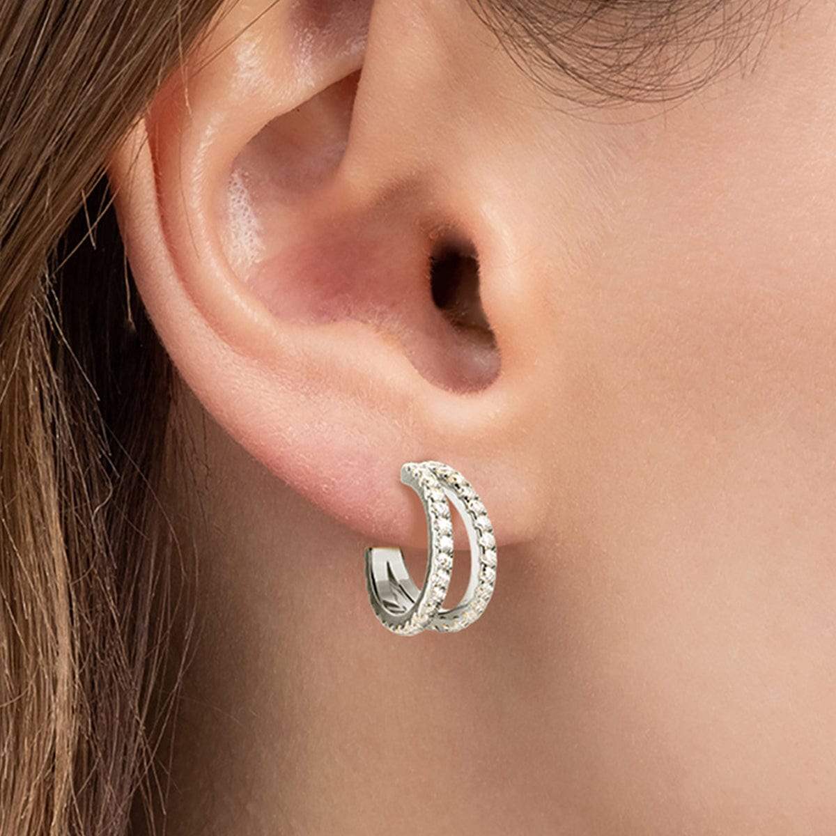 Moissanite 925 Sterling Silver C-Hoop Earrings - Trendsi - Flyclothing LLC