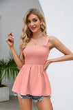 Smocked Square Neck Babydoll Tank - Trendsi