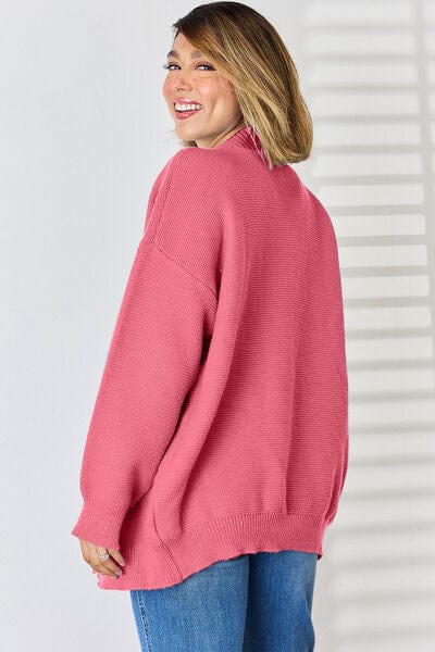 Open Front Dropped Shoulder Cardigan - Trendsi