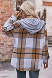 Plaid Dropped Shoulder Hooded Jacket - Trendsi - Flyclothing LLC
